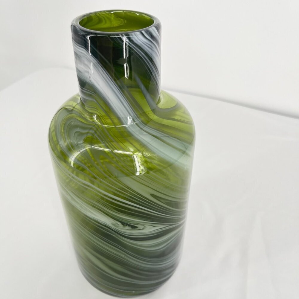 Ikea Iina Vuorivirta Hand Blown Olive Green Swirl‎ Vase PS 2017 Collection